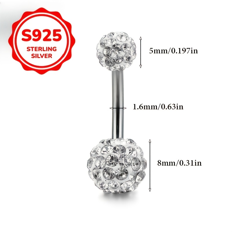 Women's S925 Sterling Silver Belly Button Ring